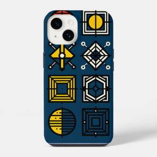 Coque Pour iPhone 14 Étui de téléphone à grille d'icônes géométriques