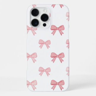 Coque iPhone 16 Pro Max Étui de téléphone à motif nœud papillon rose tendr