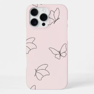 Coque iPhone 16 Pro Max Étui de téléphone à motif papillon mignon et simpl