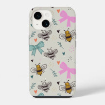 Étui de téléphone Abeilles occupées et Rubans