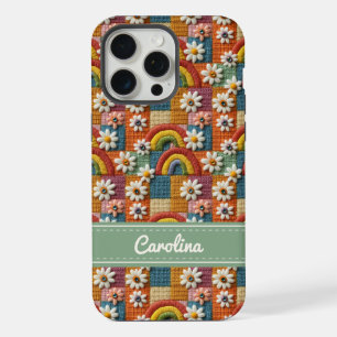 Étui de téléphone arc-en-ciel brodé personnalisé