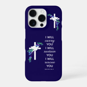 Coque iPhone 16 Pro Étui de téléphone croix inspirant Isaïe 46:4