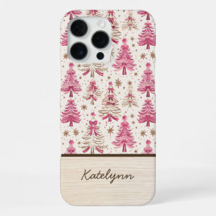 Coque iPhone 16 Pro Max Étui de téléphone en forme d'arbre de Noël rose av