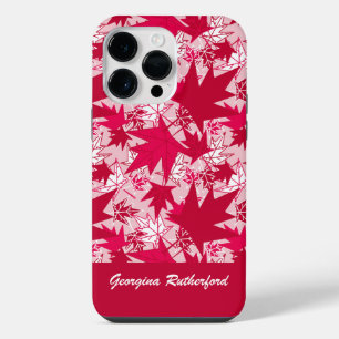 Coque Pour Pour iPhone 14 Pro Max Étui de téléphone Feuilles d'érable sur fond rose