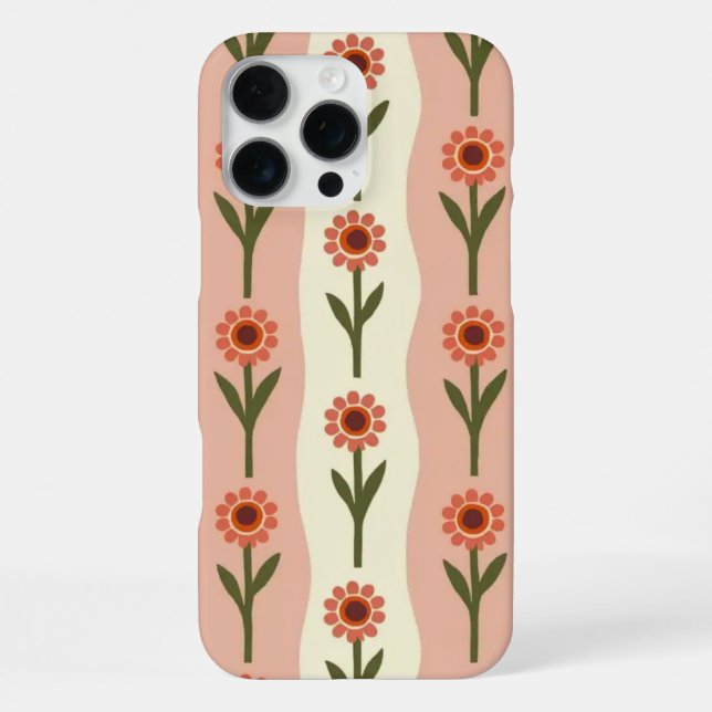 Coque iPhone Étui de téléphone floral rétro groovy (Verso)