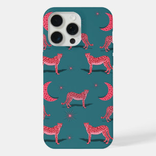 Étui de téléphone guépard boho sarcelle et lune ro