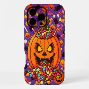Coque iPhone 16 Pro Max Étui de téléphone Halloween Citrouille Lumineuse
