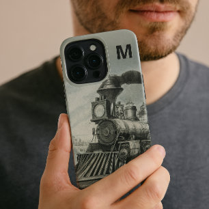 Etui iPhone 13 Pro Étui de téléphone Locomotive Train Vintage Monogra