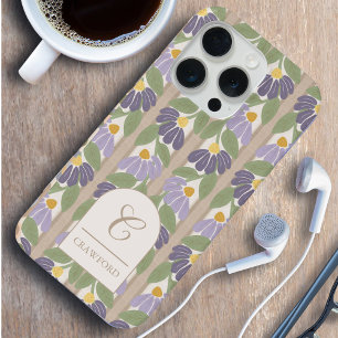 Étui de téléphone personnalisé à rayures florales