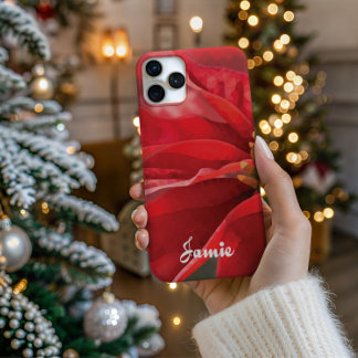 Coque iPhone 16 Pro Étui de téléphone personnalisé au poinsettia moder