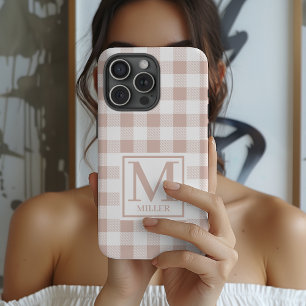 Étui de téléphone personnalisé Gingham neutre pour