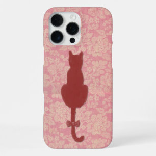 Coque iPhone 16 Pro Max Étui de téléphone silhouette de chat rose