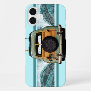 Coque iPhone 16 Plus Étui d'illustration de surf hawaïen Woody Wave Cas