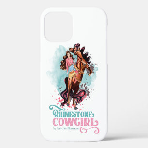 Coque iPhone 12 Étui iPad Cowgirl Cheval Rhinestone Rose Turquoise