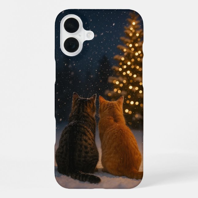 Coque iPhone Étui iPhone 16 Plus Couple de Chats de Noël (Verso)