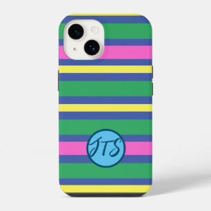 Coque Pour iPhone 14 Étui iPhone à rayures dynamiques avec monogramme p