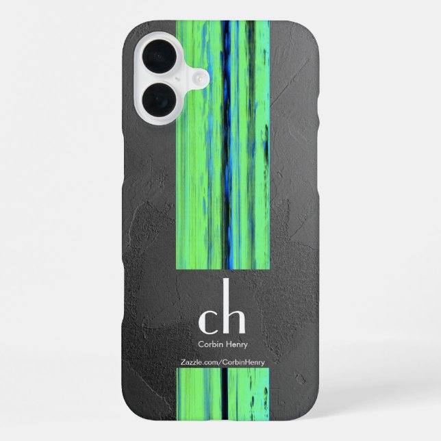 Coque iPhone Étui iPhone à texture abstraite monogramme moderne (Verso)