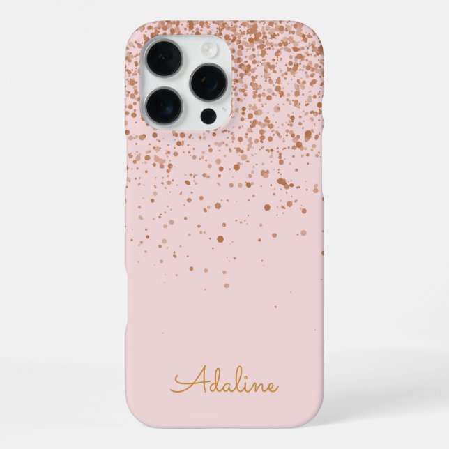 Coque iPhone Étui iPhone avec monogramme paillettes dorées (Verso)