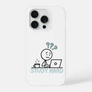 Étui iPhone Cartoon Motivant Study Hard Stickman