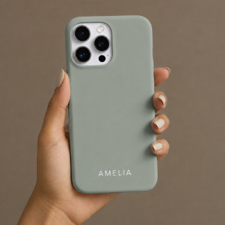 Coque iPhone 16 Pro Étui iPhone couleur cendre nom personnalisé