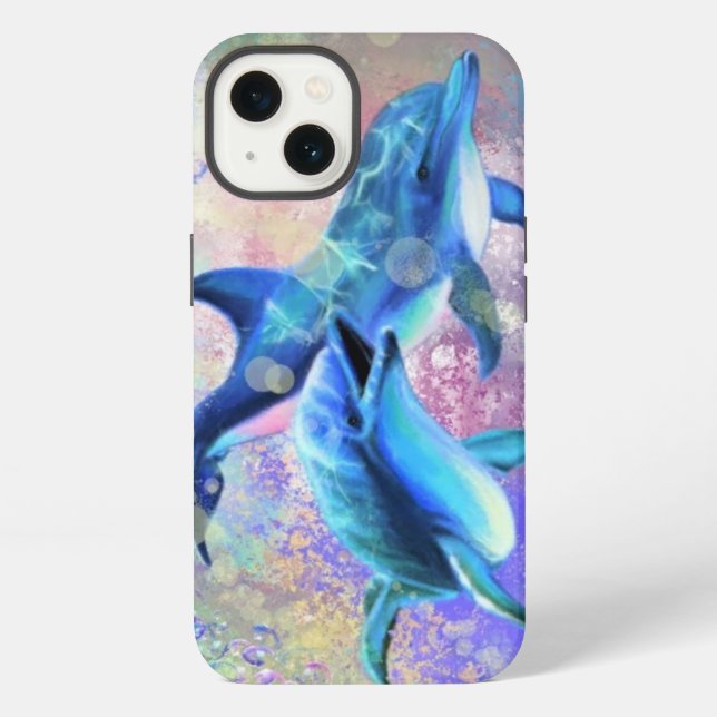 Coque iPhone Étui iPhone Couple Dauphin (Verso)