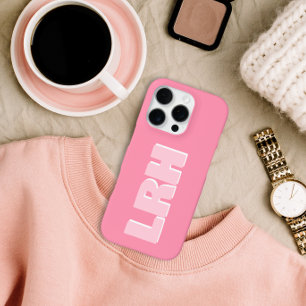Coque iPhone 16 Pro Étui iPhone Monogramme Vertical Minimaliste Rose M