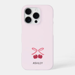 Coque iPhone 16 Pro Étui iPhone Nœud Cerise Douce Housse de Téléphon