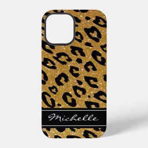 Coque iPhone 12 Étui pour iPhone 12 avec paillettes dorées personn