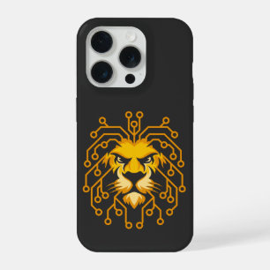Étui pour iPhone 15 Lion Circuit Doré