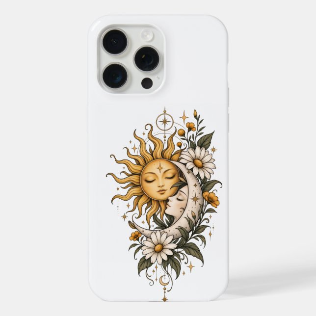 Coque iPhone Étui pour iPhone 15 Pro Max Celestial Sun and Moon (Verso)