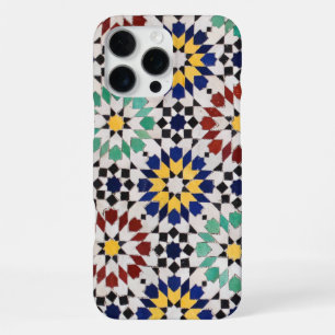 Coque iPhone 16 Pro Max Étui pour téléphone en Zellige marocain – Motif de