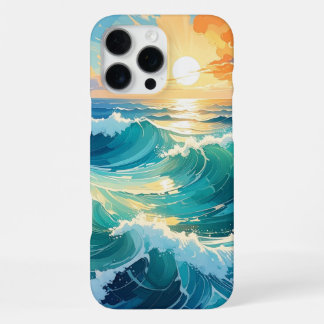 Coque iPhone 16 Pro Max Étui pour téléphone Ocean Sunset Waves | Art côtie