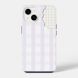 Coque Pour iPhone 14 Étui téléphone esthétique gingham lavande Iphone 1