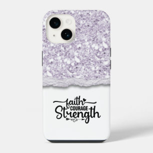 Coque Pour iPhone 14 Faith Courage Force Calligraphie Script Citation