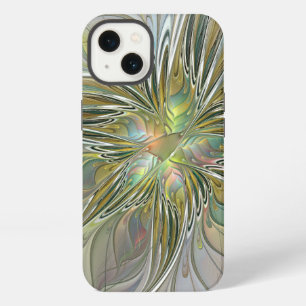 Etui iPhone 13 Fantaisie florale Art fractal moderne Fleur avec o