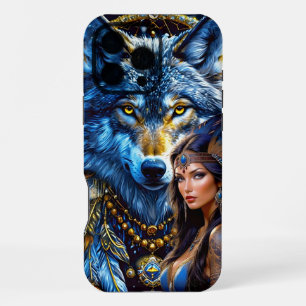 Coque iPhone 16 Pro Max Fantaisie Loup & Femme