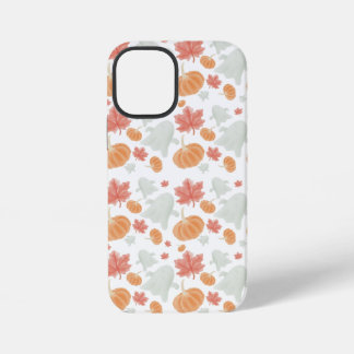 Coque iPhone 12 Mini Fantômes douillets et citrouilles Motif d'automne