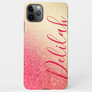 Coque iPhone 11Pro Max Faux Girly Parties scintillant rose élégant Nom pe