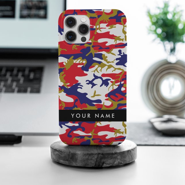 Coque iPhone Fête de l'Indépendance Camouflage Votre nom Person (Créateur téléchargé)
