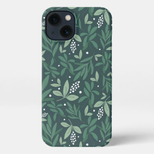 Etui iPhone 13 Feuillage de fougères botaniques vertes et Motif d