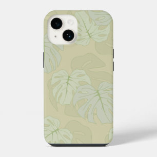 Coque Pour iPhone 14 Feuillage Monstera en vert tendre