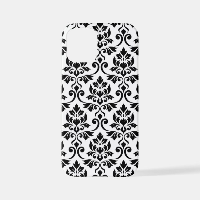 Coque iPhone Feuille Damask Lg Motif noir sur blanc (Verso)