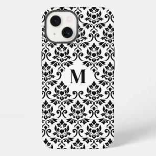Etui iPhone 13 Feuille Damask Motif noir (personnalisé)