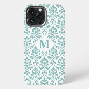 Etui iPhone 13 Pro Max Feuille Damask Motif Turquoise (personnalisé)