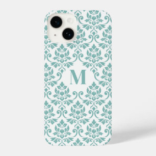 Coque Pour iPhone 14 Feuille Damask Motif Turquoise (personnalisé)