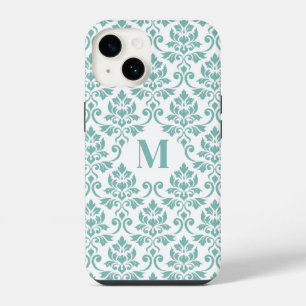 Coque Pour iPhone 14 Feuille Damask Motif Turquoise (personnalisé)