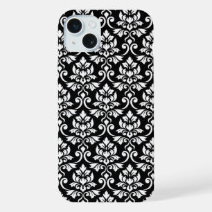 Feuille Damask Patte blanc sur noir