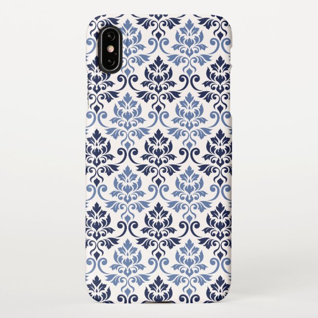 Coque iPhone Feuille Damask Pattern Blues on Cream (Dos)
