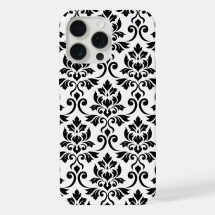 Feuille de Damas grand motif noir sur blanc