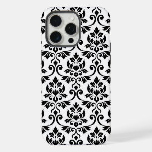 Feuille de Damas grand motif noir sur blanc